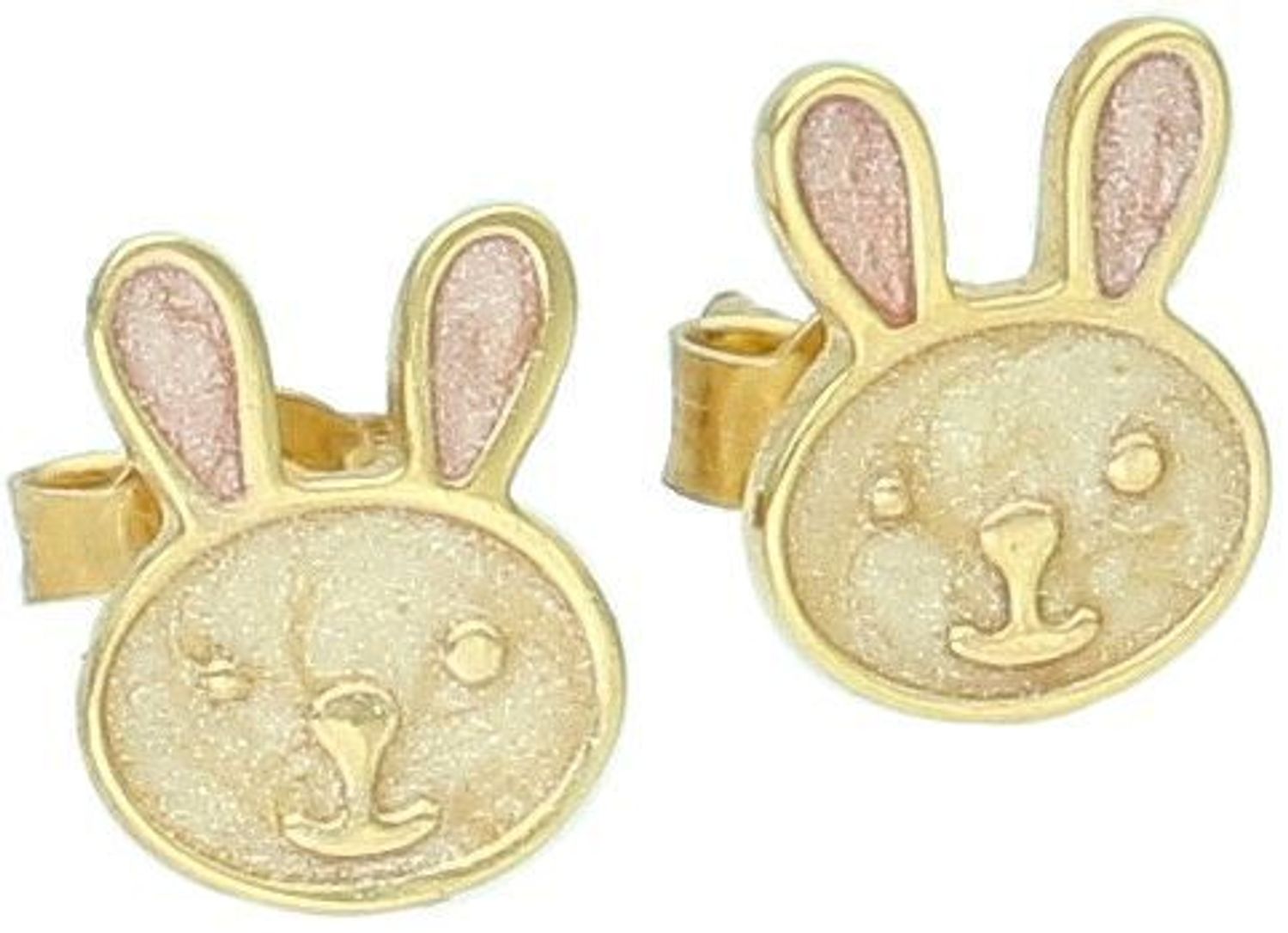 Złote kolczyki króliczki z emalią brokatową KL 6767- 333.jpg